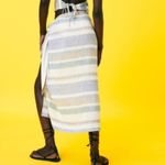 ZARA  Blue and Green Striped Wrap Skirt Photo 6