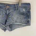 Hollister Y2K Light Wash Denim Daisy Duke Low Rise Beaded Cut Off Short Shorts Photo 2