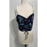 Likely  Alias Floral Print Ruched Crop Top‎ Tank Top Cerulean Blue Detail Large Photo 10