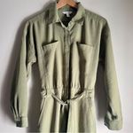 Nine West Long Sleeve Utility Olive Green Tie Waist Jumpsuit Size Medium Photo 4