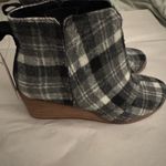 Toms NWT Black and Gray Plaid Wedge Booties Photo 11