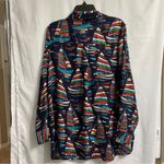 Soft Surroundings  Large Blue Abstract Blouse Nautical Lake Ocean Photo 4