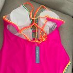 Popvil Women OnePiece Swimsuit Deep V Neck Neon Cute Bathing Suit Back Tie Swim Suits Photo 9