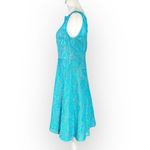 Calvin Klein A-Line Dress Women 8 Blue Lace Illusion Neck Sleeveless Knee Length Photo 1