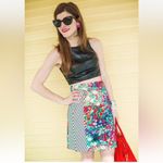 Tabitha from Anthropologie Meadow Floral and Striped Lined Pencil Skirt Size 16 Blue Photo 5