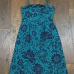 Anthropologie  Maeve Teal Floral Strapless Dress Photo 0
