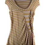 Anthropologie Cartonnier Womens Tops Size M Striped Ruffle Tunic Photo 0