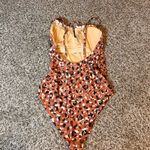 Old Navy Womens One Piece Swimsuit  Medium‎ Brown Black White Animal Print Photo 2