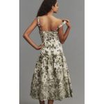 Anthropologie Ruffled Sweetheart A-Line Eyelet Midi Dress Green/Cream Size Large Photo 4