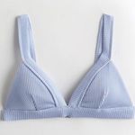 Hollister π NWT Ribbed Bikini Top Striped Baby Blue Adjustable Wide Strap Medium Photo 1