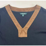 Ralph Lauren Lauren Women 3/4 Sleeve V-Neck Cotton Blouse Black Size 1X Photo 1