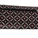 Fossil  Leather Wallet Zip Around Burgundy Geometric Slim Clutch Bifold Organizer Photo 0