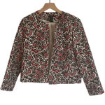 Ann Taylor  Off White Red Floral Bird Embroidered Tapestry Jacket Size M Cropped Photo 0