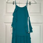 Ella Moss ‎ Teal Pleated Maxi Dress Women’s XS Crepe Crinkle Layer Tier Gown Photo 5
