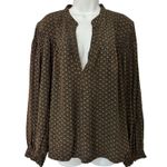 Treasure & Bond Brown Black Floral Blouson Sleeve Popover Blouse size 1X NEW Tag Photo 1