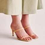 Jaggar The Label Square Toe Heels Two Strap Leather Nude Tan Women's 38 US 7 Photo 0