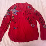 Desigual  Red Y2K Graphic Floral Blouse Photo 0