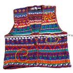 Colorful rainbow Knit button up Vest with Geometric Patterns Purple Size M Photo 1