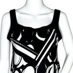 Joseph Ribkoff Shirt Womens 6 Black White Geometric Blouse Retro Edgy Artsy Photo 4