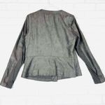 DKNY Jeans Jacket Women Large Gray Faux Suede Polyester Long Sleeve Clipside Zip Photo 11