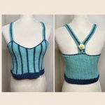 Listicle  Crochet Boho Style Cropped Tank Size Small Racerback Blue Festival Photo 1