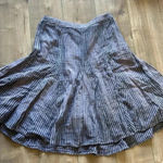 Free People NEW  Candace Midi Skirt Linen Blend Summer Stripe Purple Sz S Photo 3