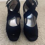 Michael Kors Heels Elena Velvet Peep Toe Cross Strap Pump Stiletto Shoes Black Photo 5
