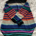 Bisou Bisou  sheer button up striped multicolored blouse size M bohemian festival Photo 13