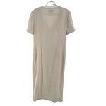 Casual Corner vintage 90s cream rayon linen blend dress button front embroidered Size 14 Photo 1