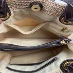 Amanda Smith Woven Straw Shoulder Bag Beige with Brown Leather Straps Photo 4