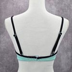 Victoria's Secret  Blue Black Silver Retro Padded Bikini Top Swimwear 34DD Photo 1