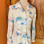 Vintage 70s floral polyester disco shirt Tan Size M Photo 5