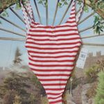 Roxy  hello July red white strip one piece swim size XS Photo 1