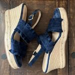Jack Rogers  Wedge Espadrille‎ Navy Blue Ruffle Double Strap Size 8.5 Photo 8