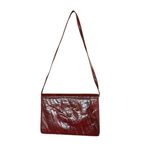 EEL Skin Vintage Leather Diagonal Striped Shoulder Crossbody Bag Evening Purse Red Photo 1