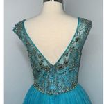 Sherri Hill  Prom Dress Turquoise Blue Beaded Altered Size 10 Photo 5