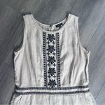 Loft Petites Beige Linen Romper with Black Floral Embroidery 6P NEW Photo 1