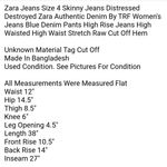 Jeans Size 4 Skinny Jeans Distressed Destroyed Zara Authentic Denim By TRF Women's Jeans Blue Denim Photo 4