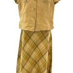 Vintage Weinberg Weekend 100% Linen 2pc Set Safari Jacket & Plaid Midi Skirt 40 Size M Photo 0