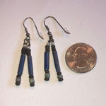 Vintage Boho Dangling Beaded Tribal Western Pierced Earrings Blue Photo 1