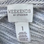 Chico's Chico’s Weekend Top Sz 1 Cowl Neck 3/4 Sleeve Sweater Gray Striped Comfort Photo 7