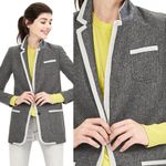 Banana Republic • Piped Grey Hack ing Jacket blazer two tone wool tweed long Photo 5