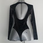 Victoria's Secret M/L CRUSHED VELVET BODYSUIT medium large black long sleeve Photo 1