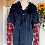 Velvety Soft Blue Hoodie With Photo 0