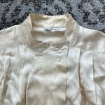 Vintage British Crown Colony Silk Button Down Pleated Blouse Cream 8 Photo 1