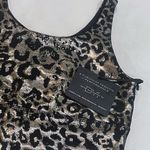 DYI NEW S Sports Bra Elevate Leopard Crop Top Metallic Foil Workout Silver Black Photo 5