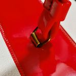 MCM Vinyl Handbag Vintage 1950s White Red Turn Lock Closure Handle Storage Case Photo 10