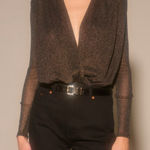 Abercrombie & Fitch NEW  Long-Sleeve Draped Deep-V Bodysuit Small Photo 0