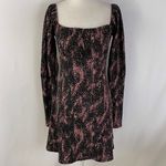 Topshop Spot Print Crinkle Long Sleeve Square Neck Mini Dress Pink Black Size 2 Photo 8