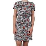 Maje Revolve Relia Dress Printed Crepe Smocked Waist Mini Casual Size 1 small s Photo 2